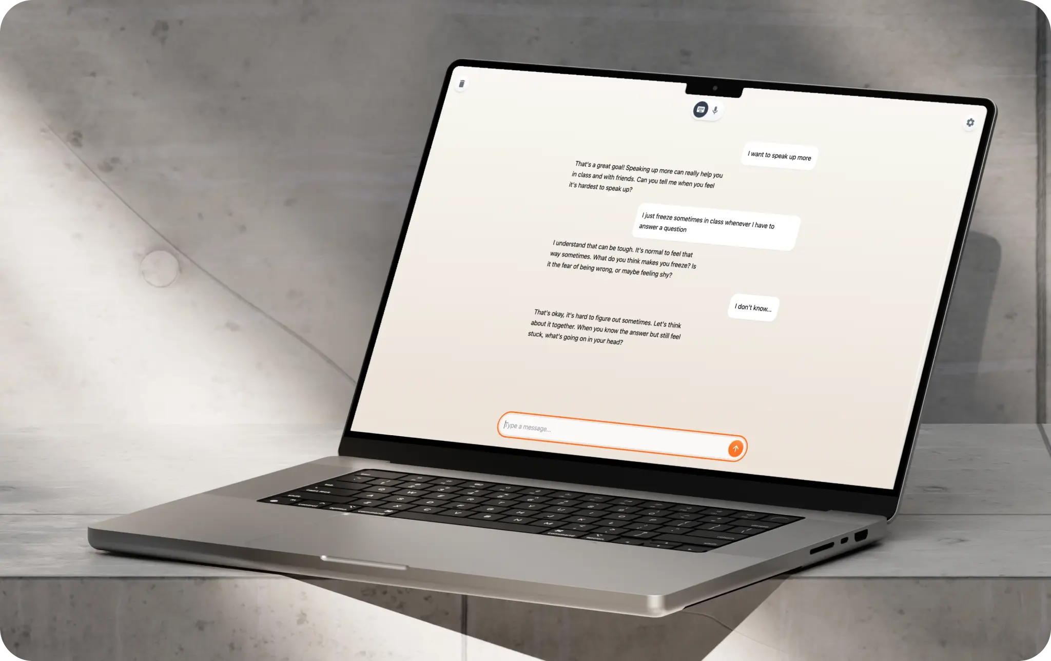 Poppy chat interface on a laptop